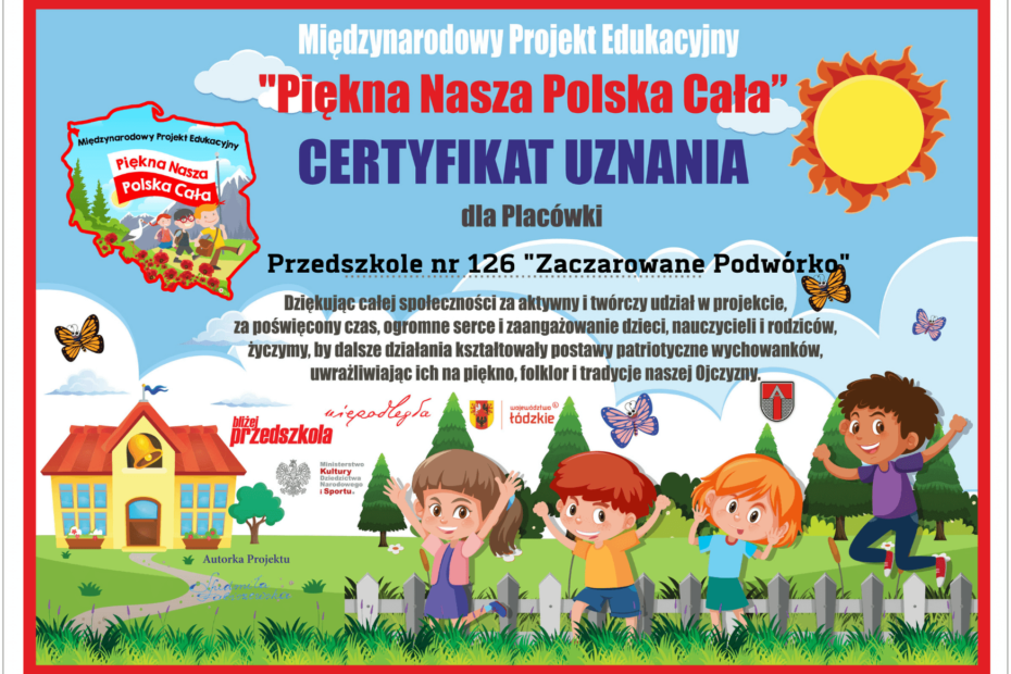 Certyfikat Piękna Nasza Polska Cała