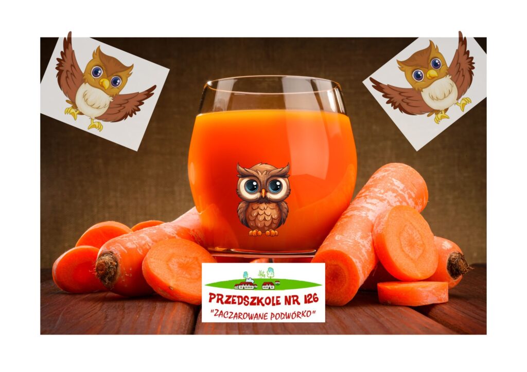 szklanka soku marchewkowego z Sówkami