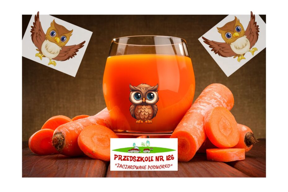 szklanka soku marchewkowego z Sówkami