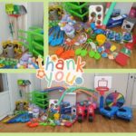 Zdjęcia zabawek i napis Thank you