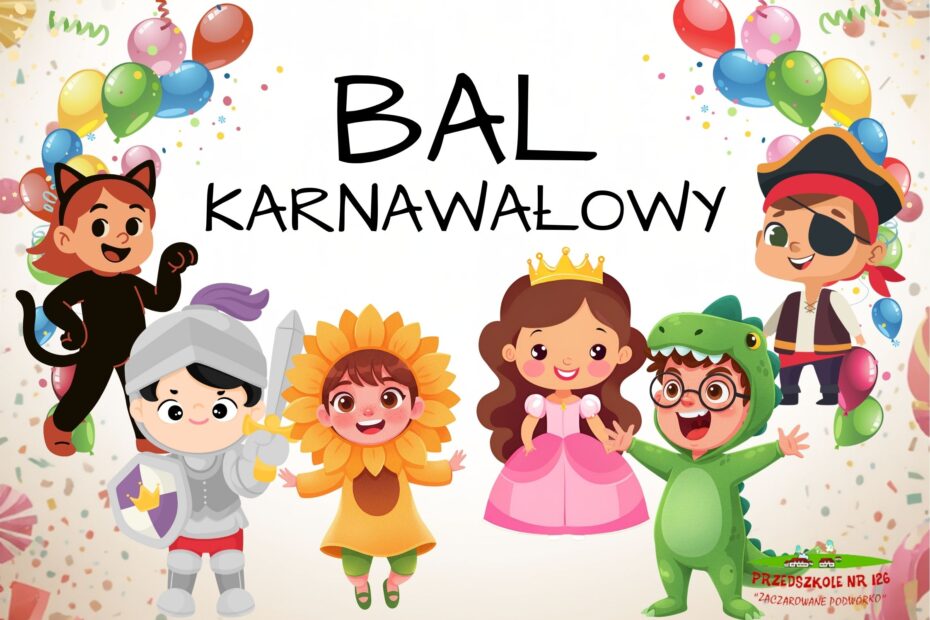 Bal karnawałowy - (dzieci przebrane w stroje karnawałowe)